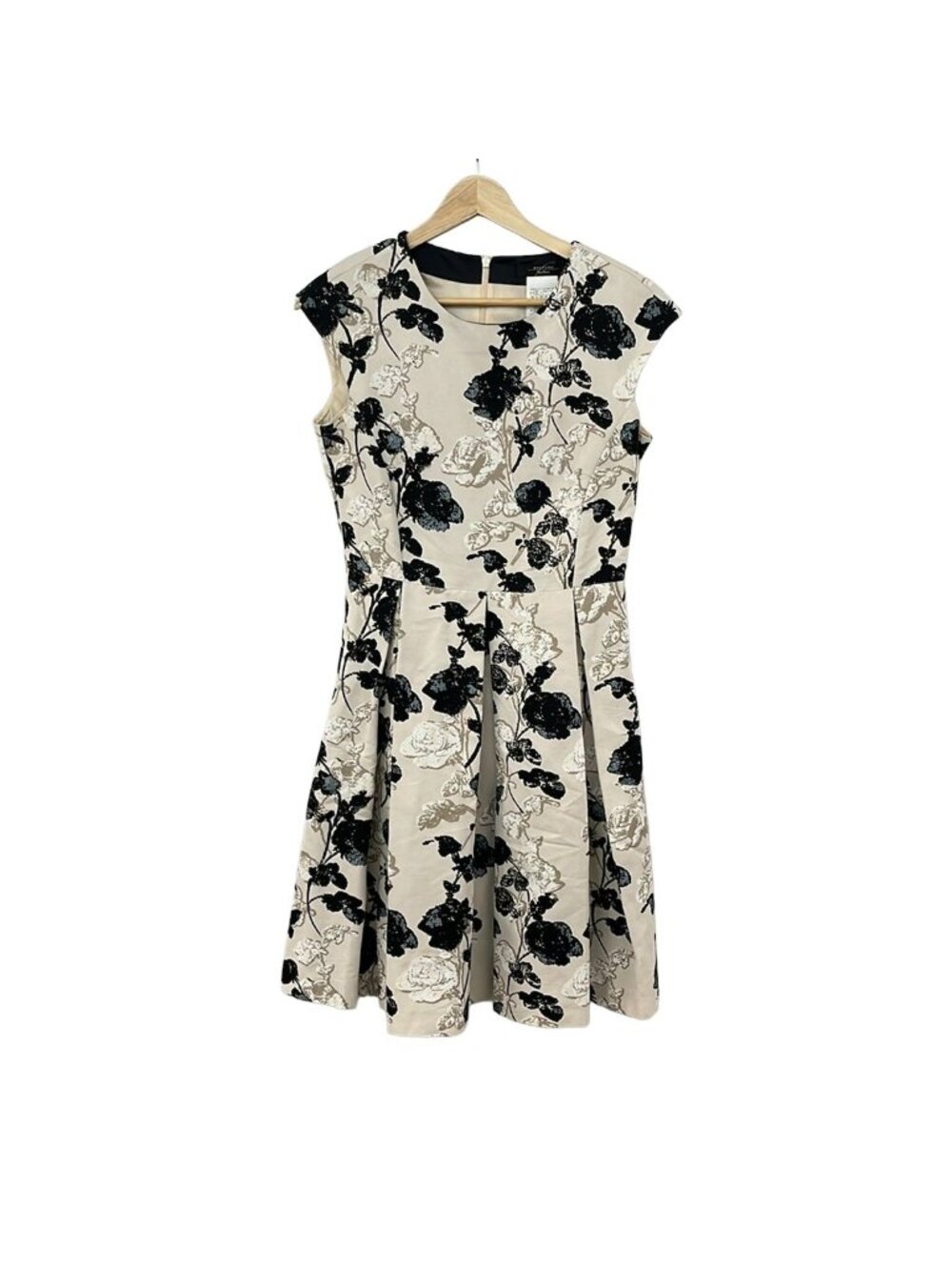 Max Mara Weekend Dress I 40 Beige Black Sleeveless Long Floral Pattern